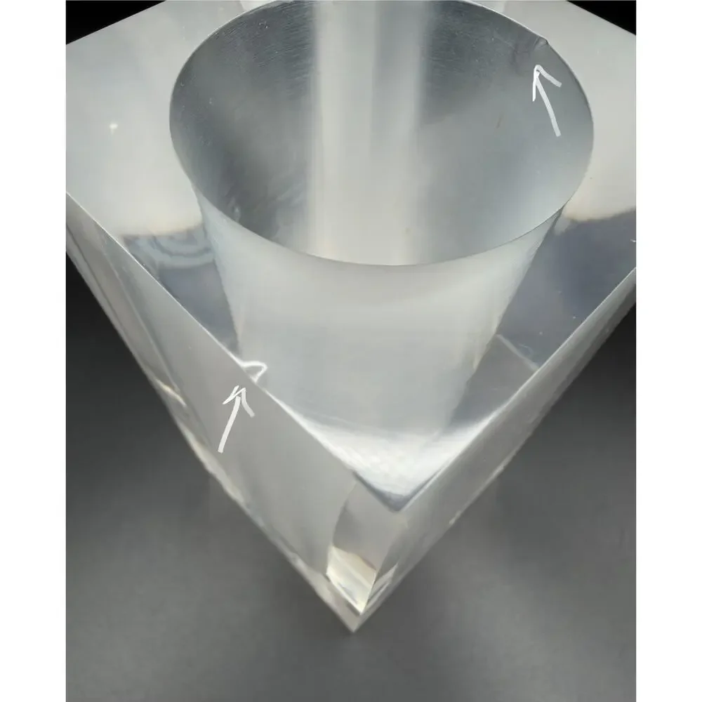 Jonathan Adler Clear & Frosted Bel Air Test Tube Vase 5.5” Square Lucite Acrylic